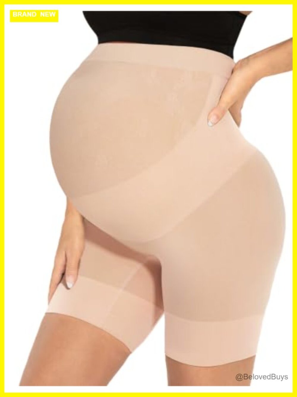 Seamless Maternity Shapewear Mid-Thigh Belly Support Anti Chafing Under Dress